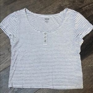 Tarp, gray and white striped, cropped